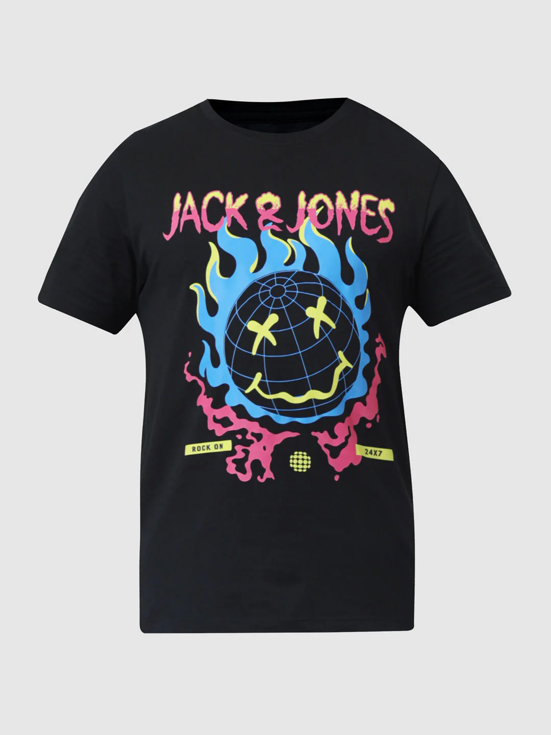 X Sunburn Black Rock-On Print Crew Neck T-shirt - Image 7
