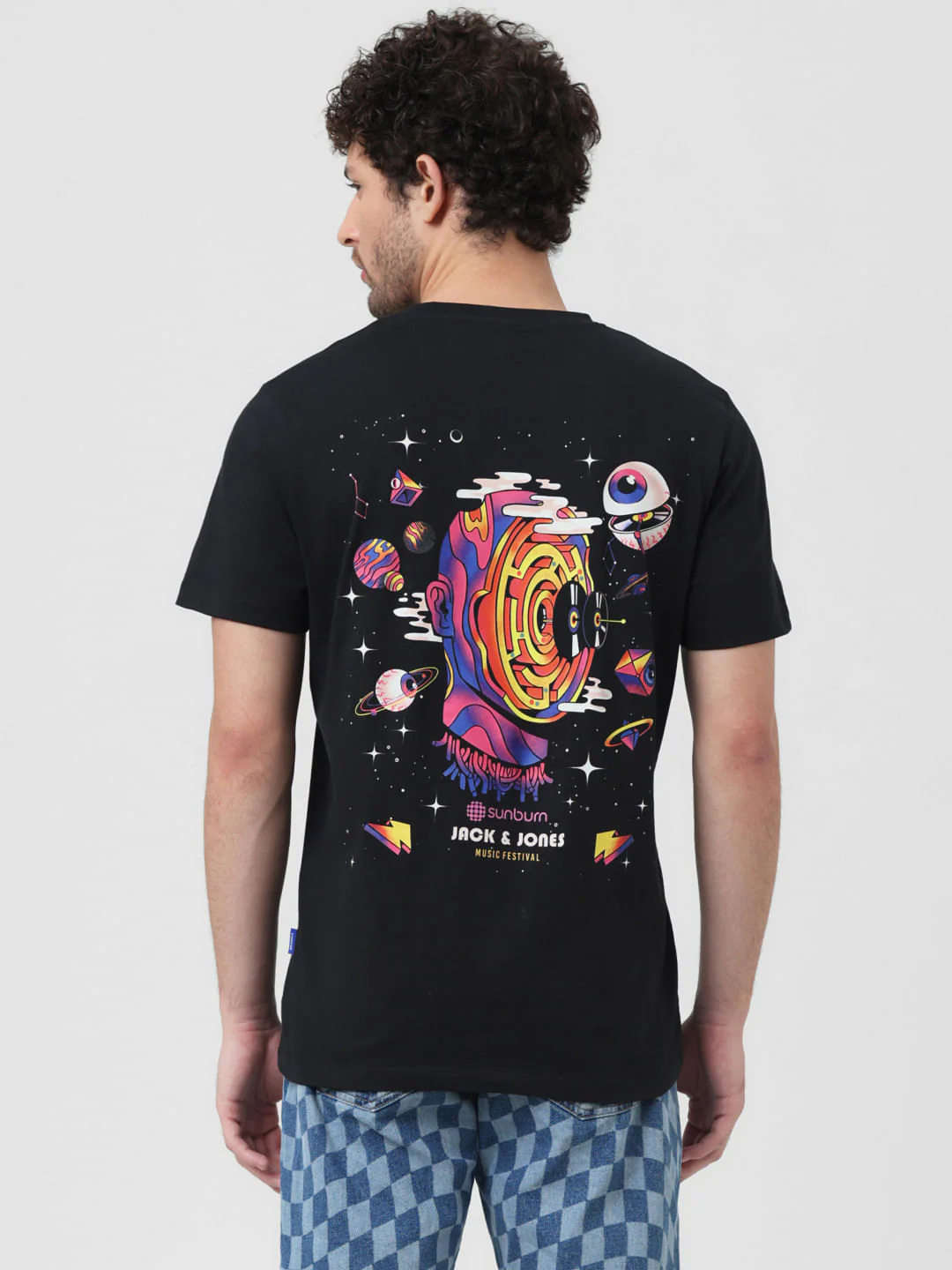 X Sunburn Black Techno Print Crew Neck T-shirt - Image 4