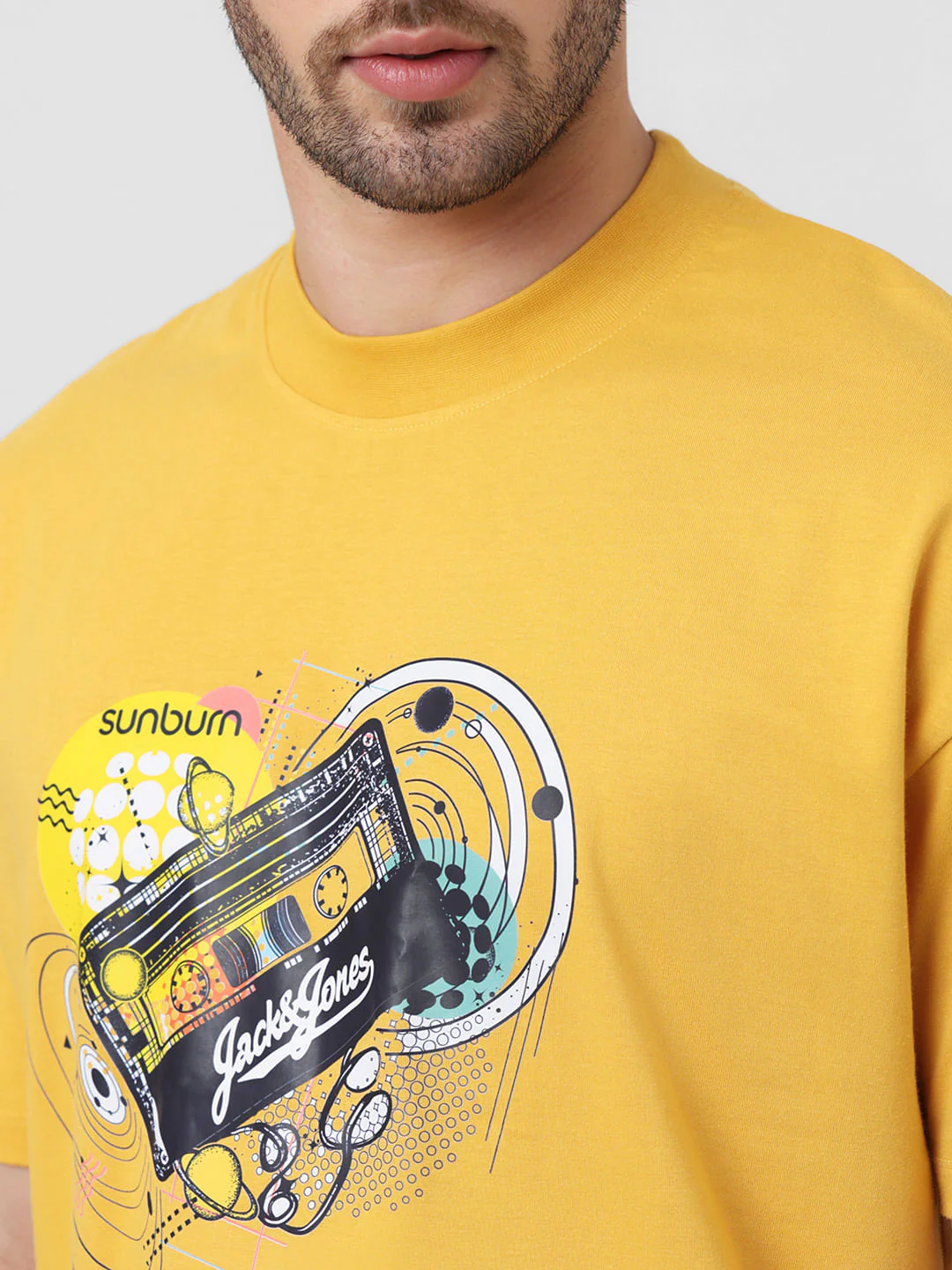 X Sunburn Yellow Printed Crew Neck T-shirt - Image 5