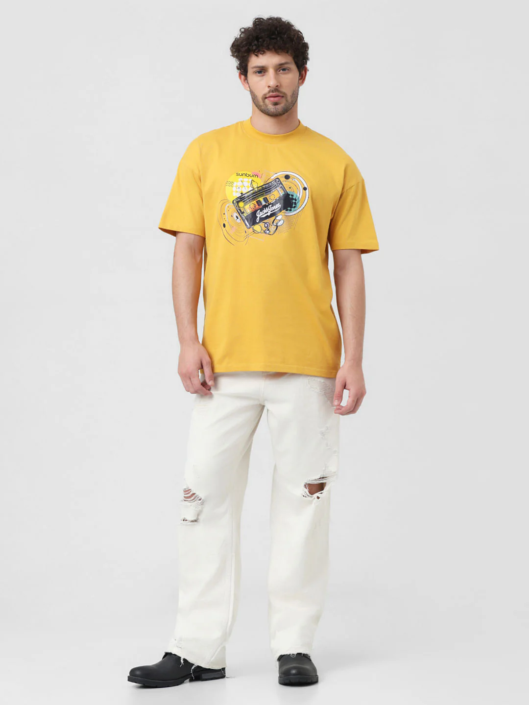 X Sunburn Yellow Printed Crew Neck T-shirt - Image 6
