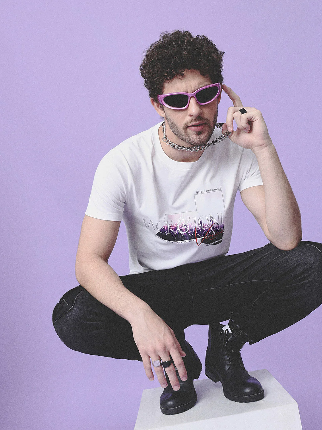 X Sunburn White Printed T-shirt