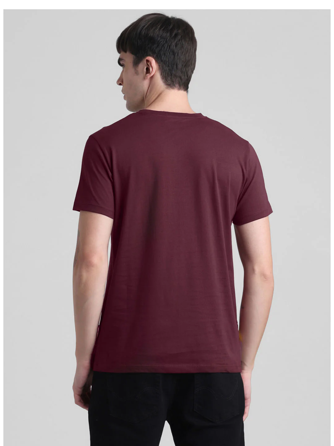 Maroon Floral Crew Neck T-shirt - Image 4