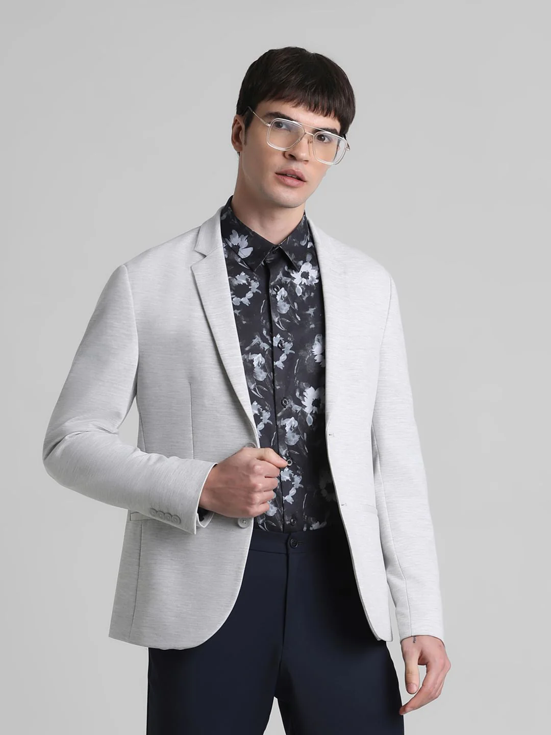Light Grey Double Button Blazer