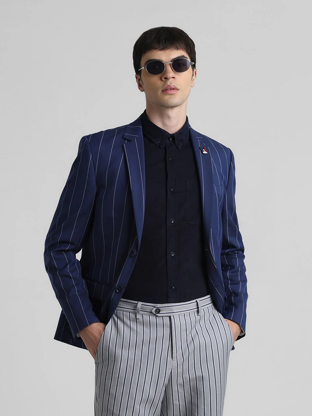 Blue Striped Formal Blazer