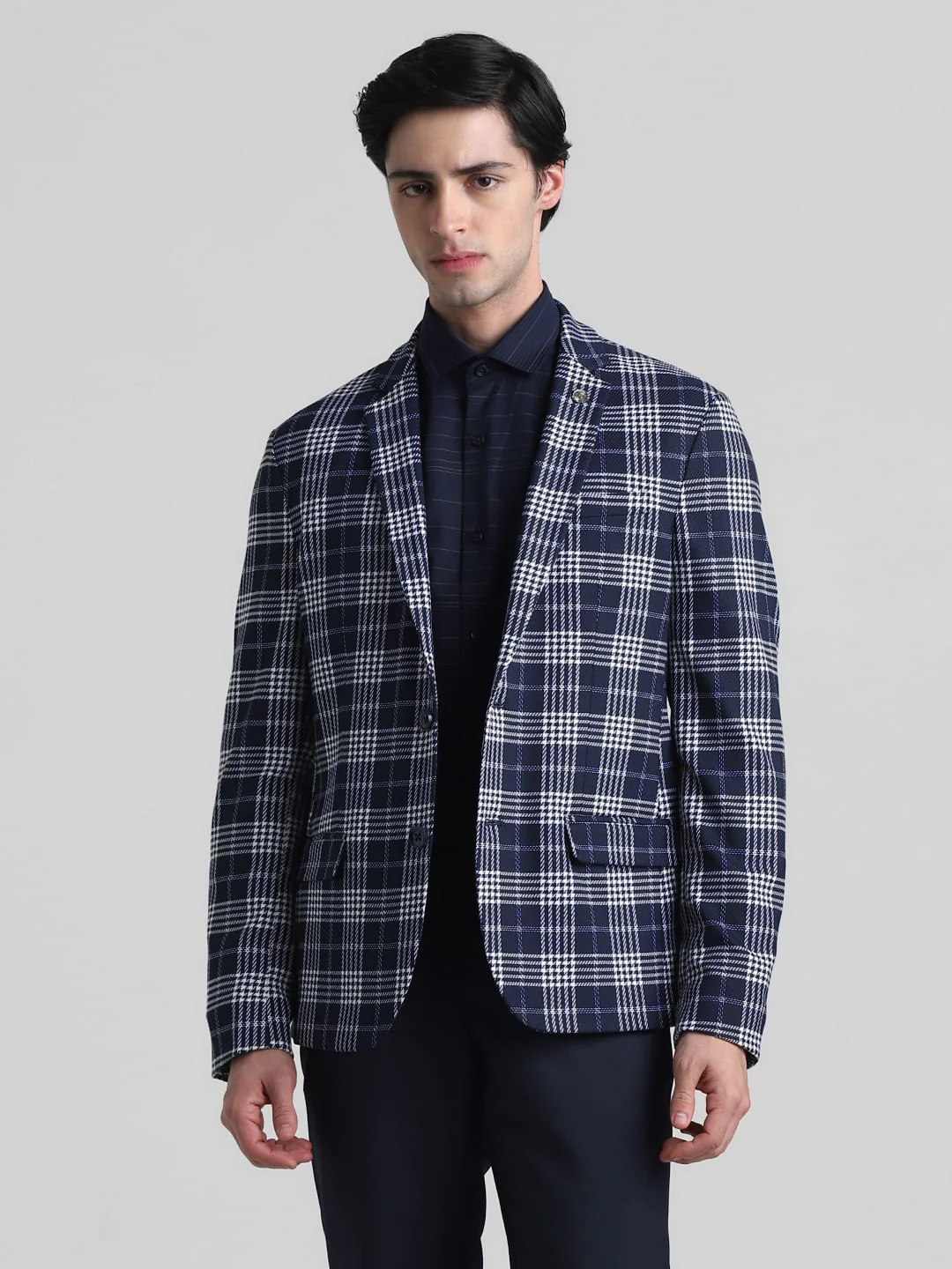 Blue Check Print Blazer - Image 2