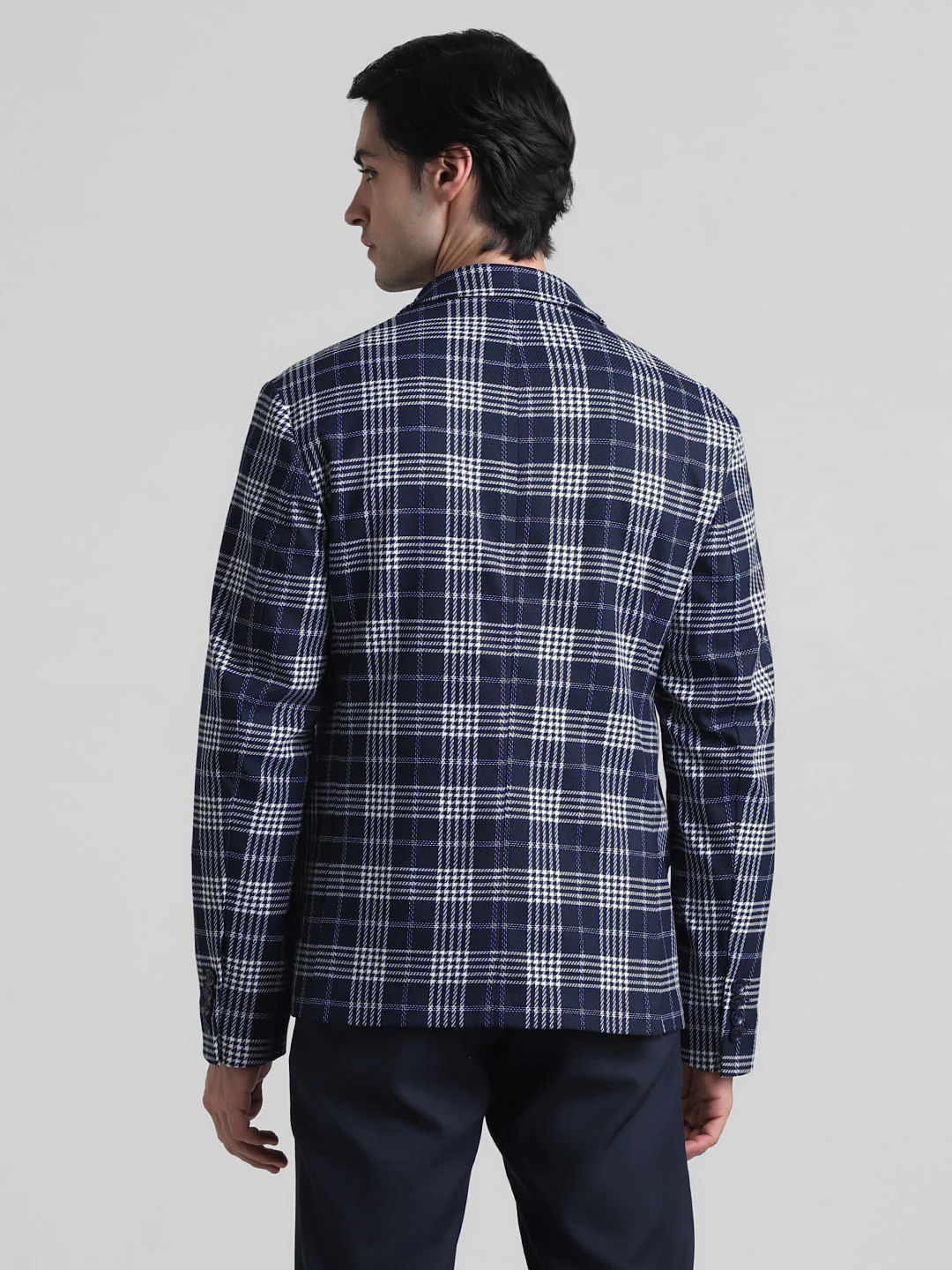 Blue Check Print Blazer - Image 4