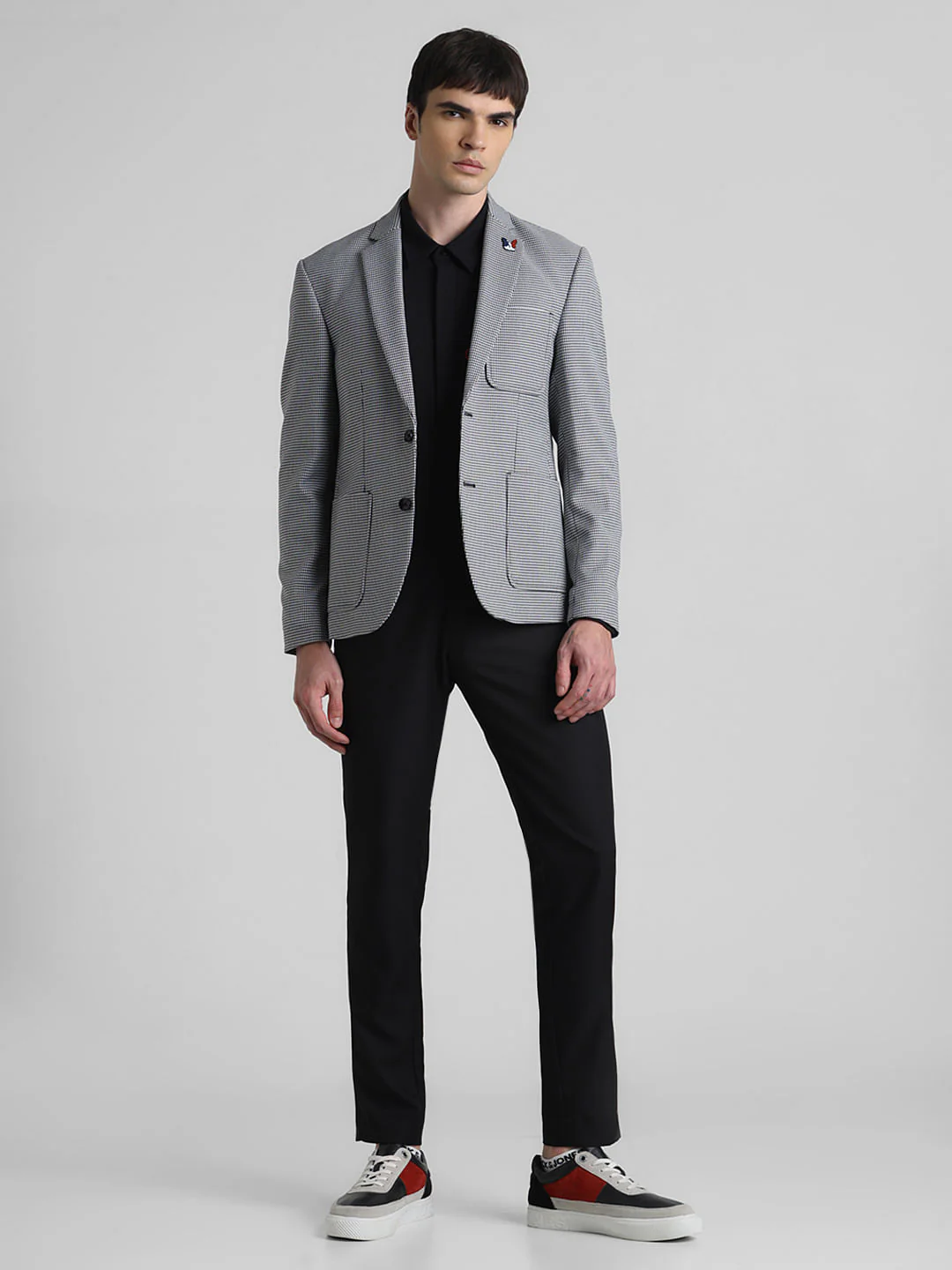 Black Printed Double Button Blazer - Image 6