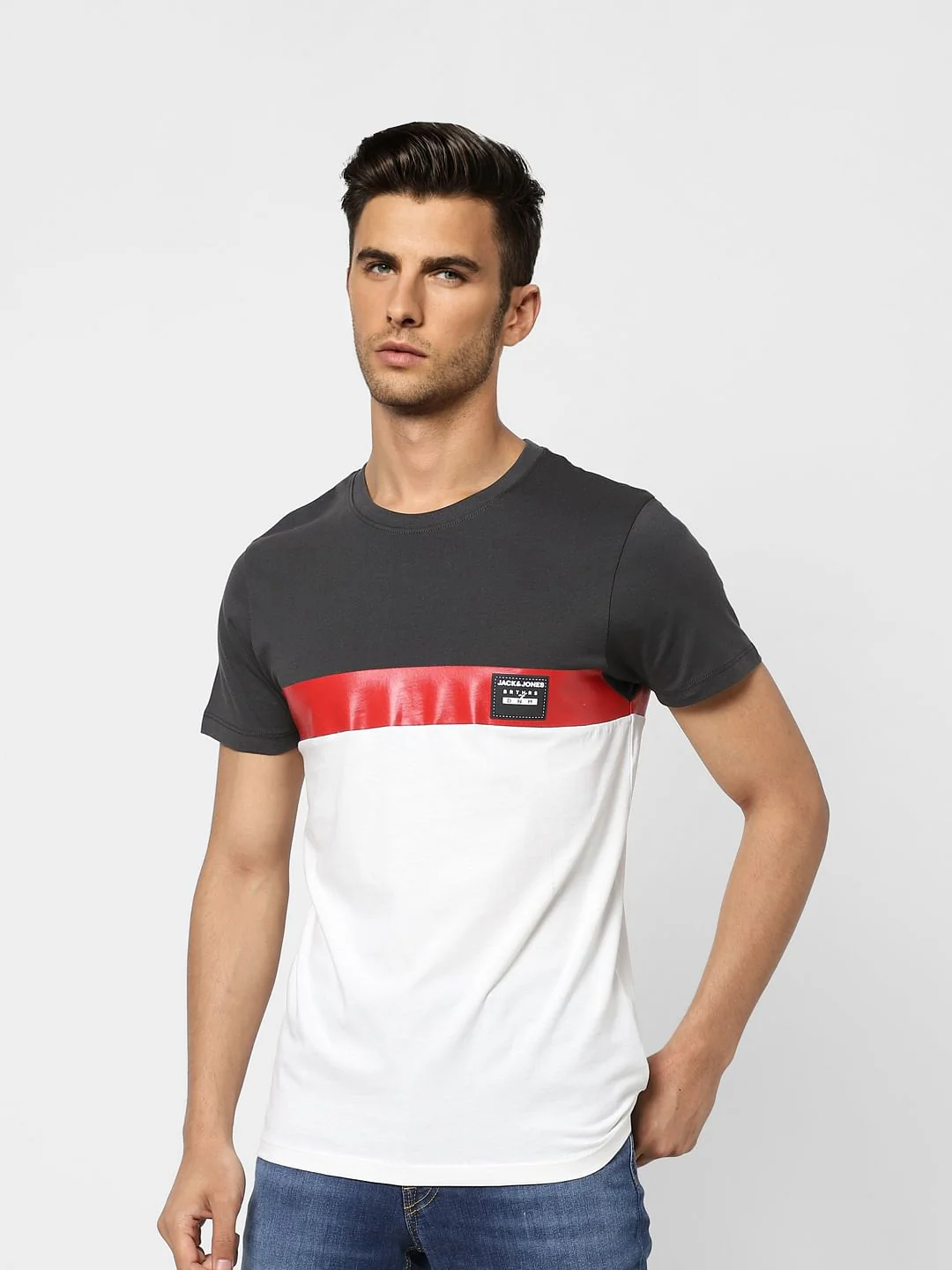 Black Colourblocked Crew Neck T-shirt - Image 3