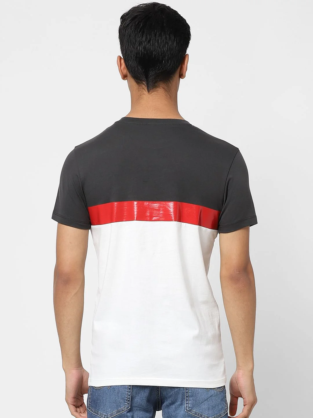 Black Colourblocked Crew Neck T-shirt - Image 4