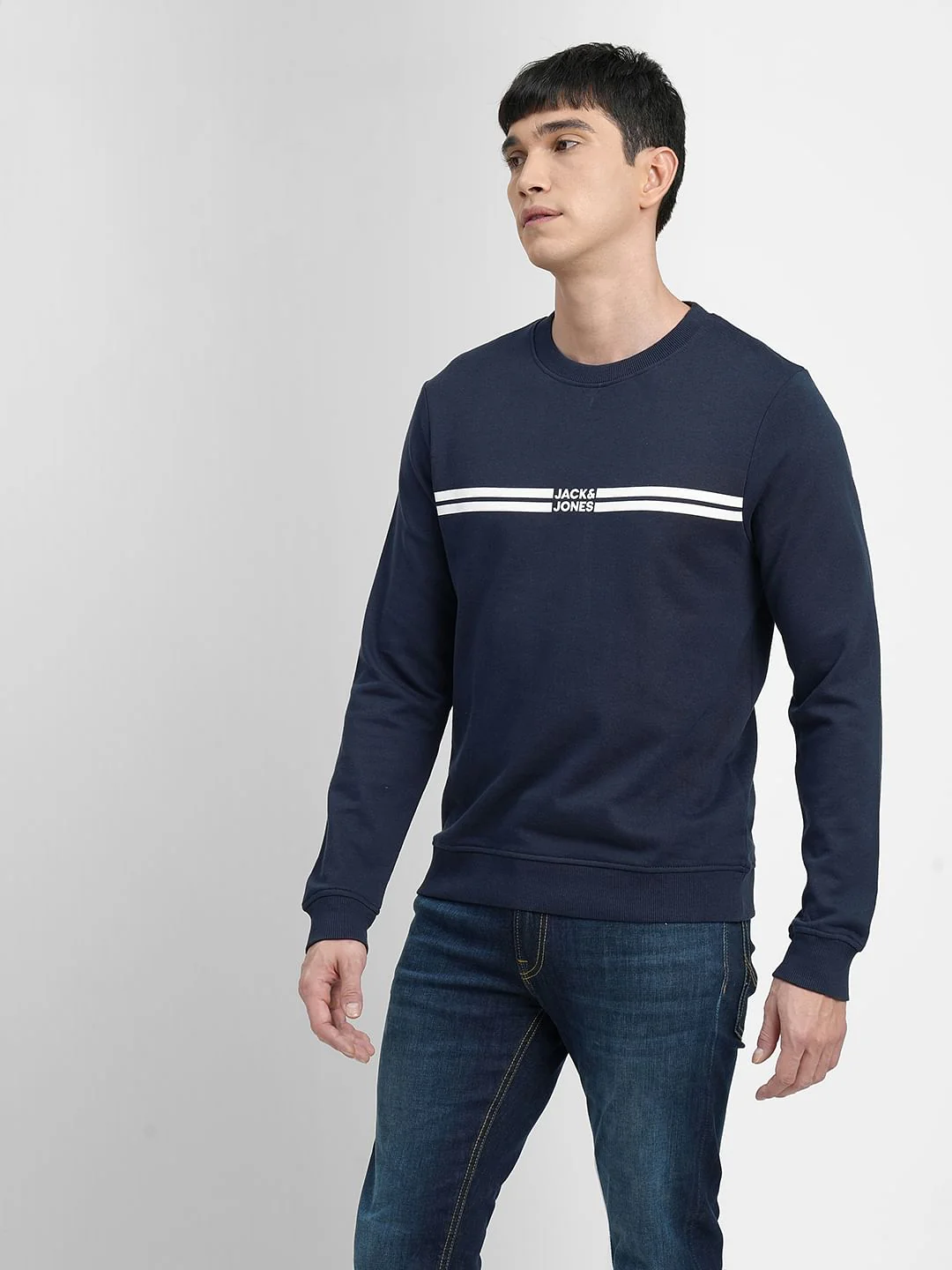 Navy Blue Logo Print Sweatshirt - Image 2