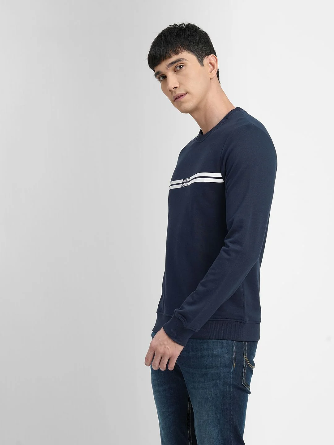 Navy Blue Logo Print Sweatshirt - Image 3