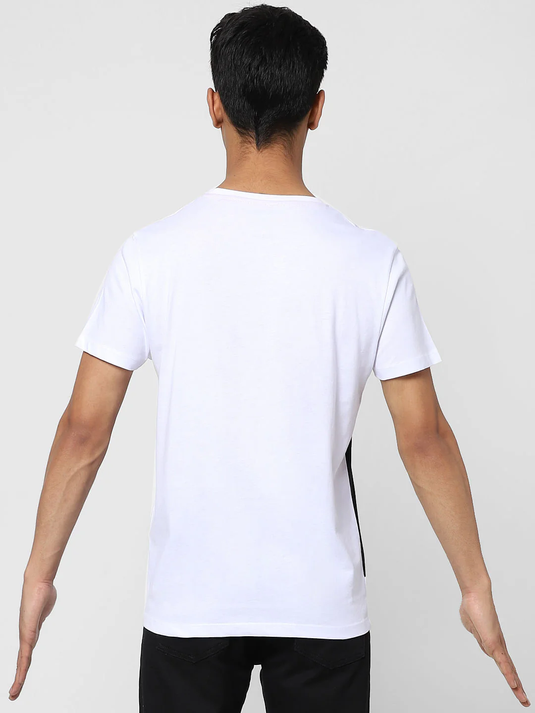 White Colourblocked Crew Neck T-shirt - Image 2