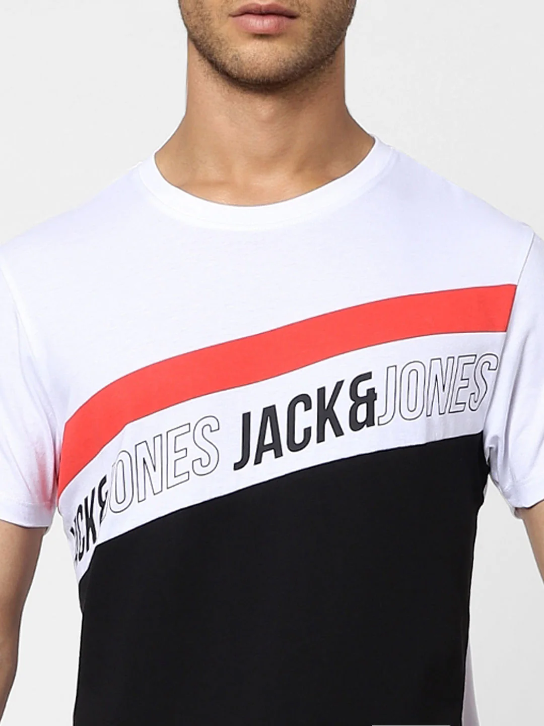 White Colourblocked Crew Neck T-shirt - Image 7