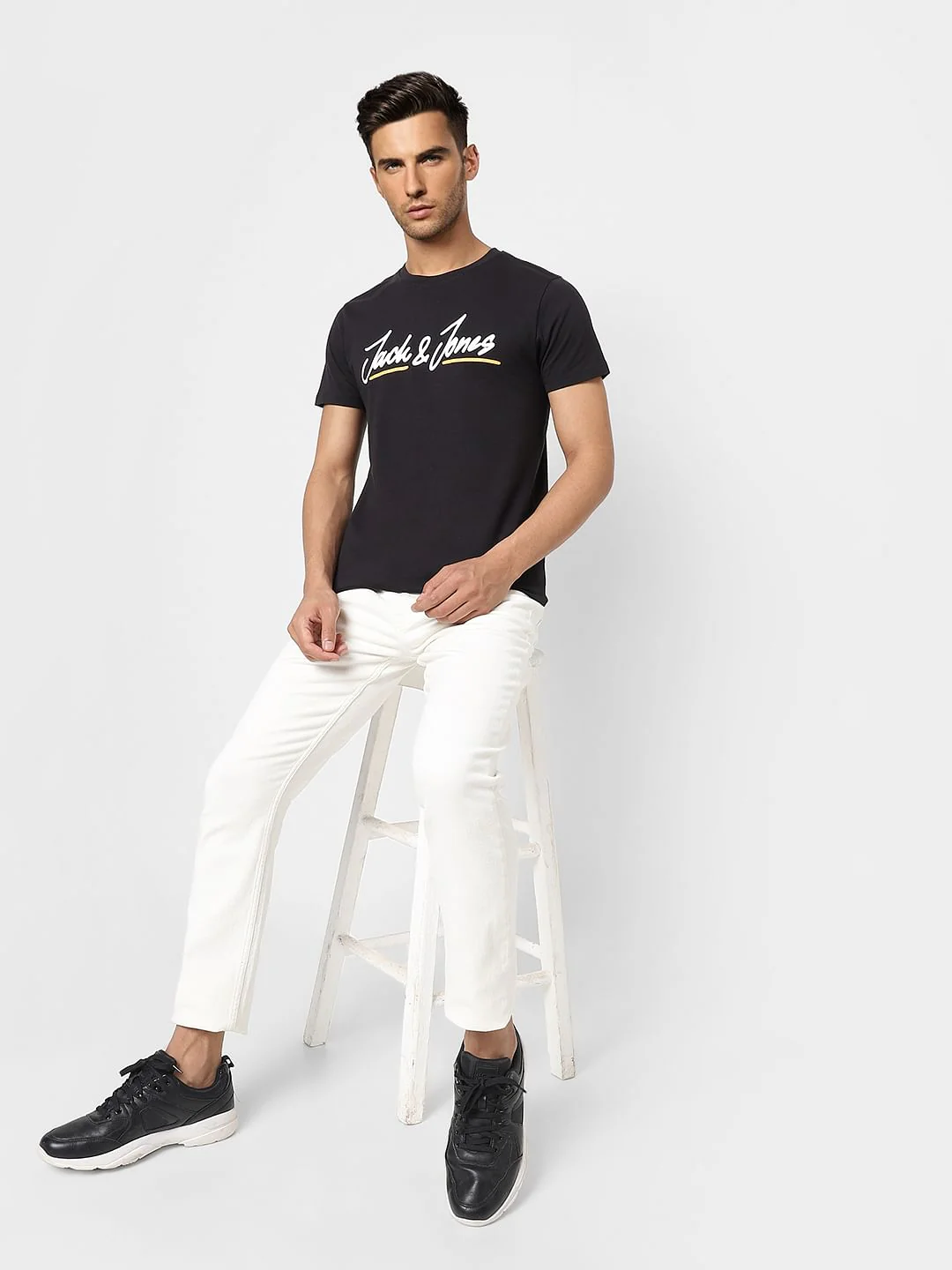 Black Logo Print Crew Neck T-shirt