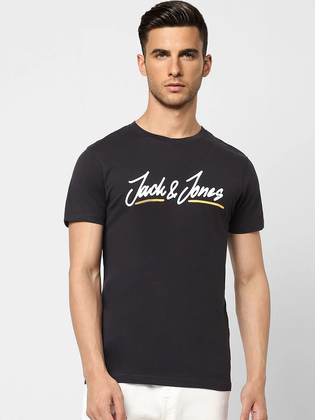 Black Logo Print Crew Neck T-shirt - Image 2