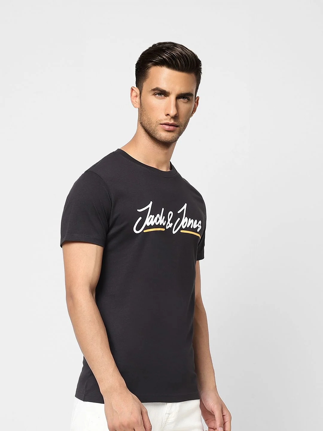 Black Logo Print Crew Neck T-shirt - Image 3