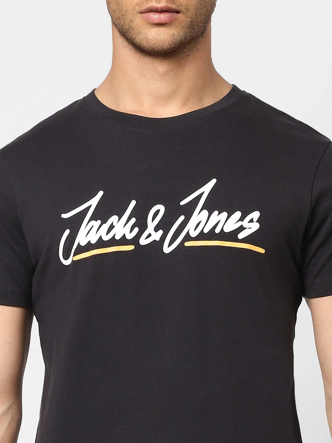 Black Logo Print Crew Neck T-shirt - Image 5