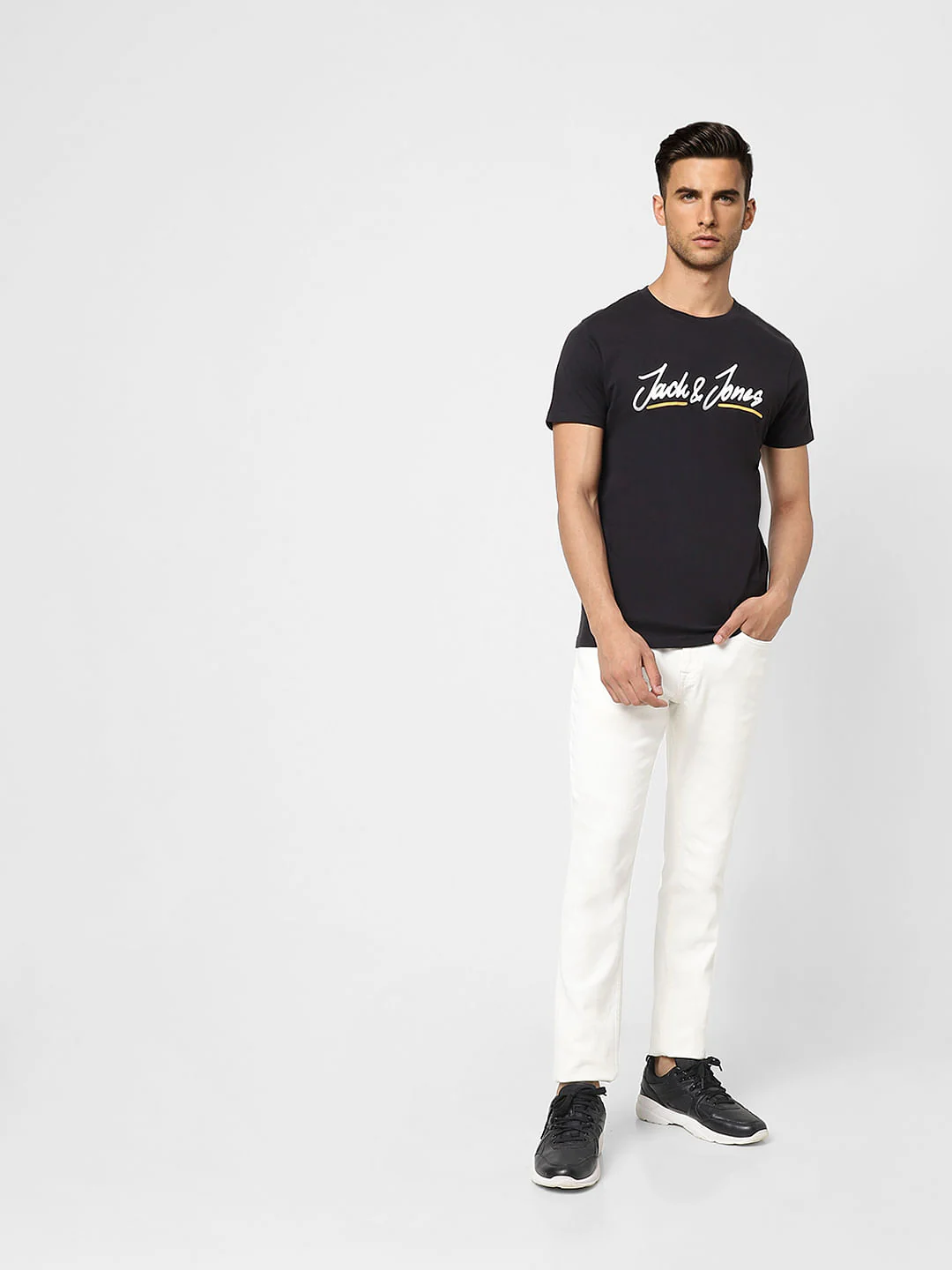 Black Logo Print Crew Neck T-shirt - Image 6