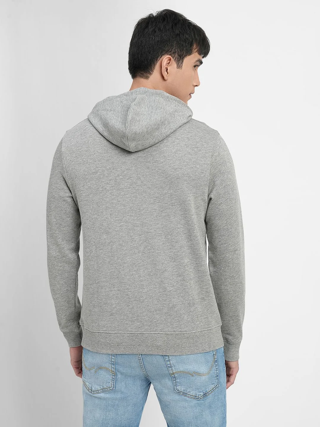 Grey Logo Print Hooded Sweatshirt - Image 4