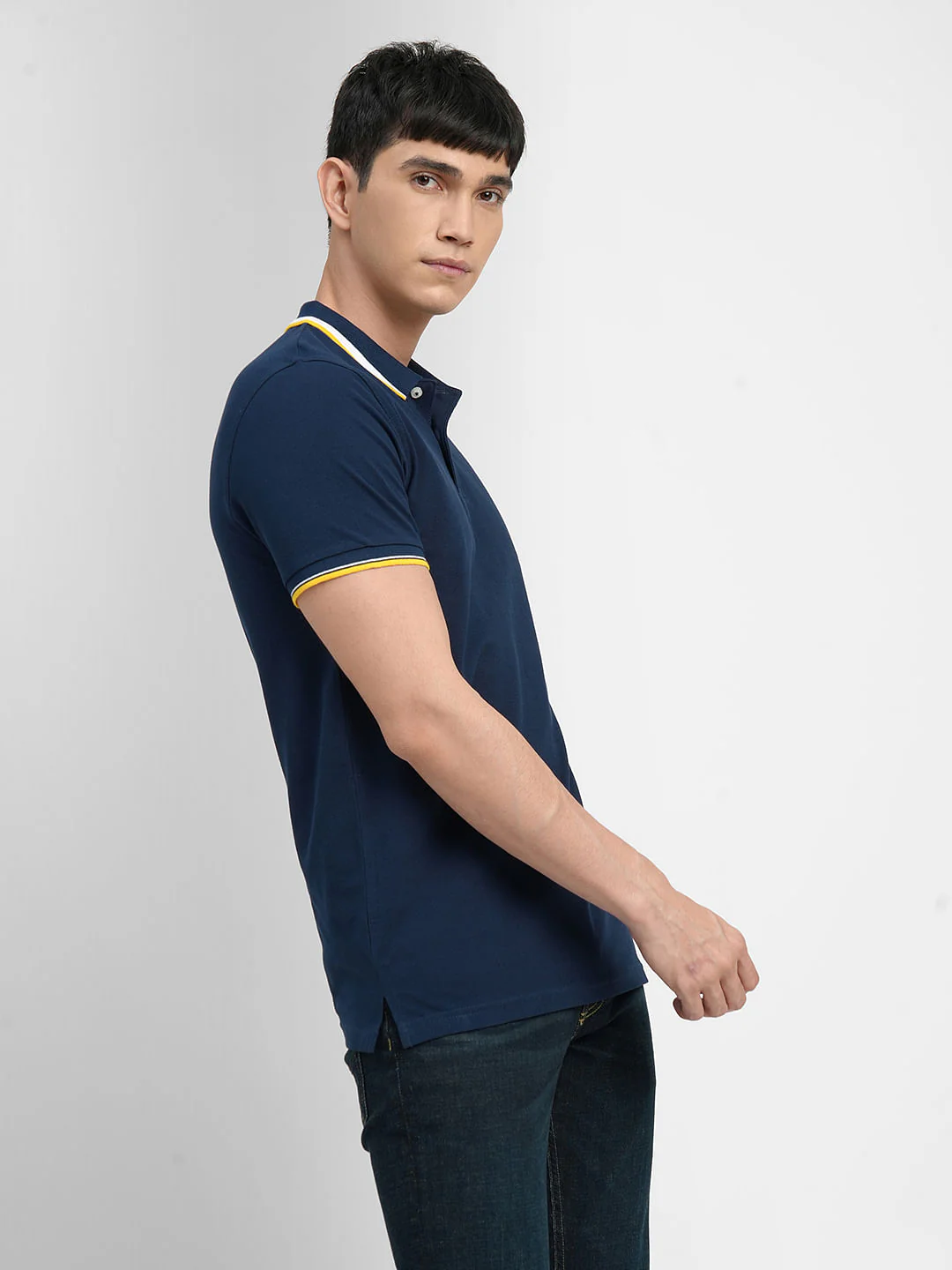 Navy Blue Polo Neck T-shirt - Image 3