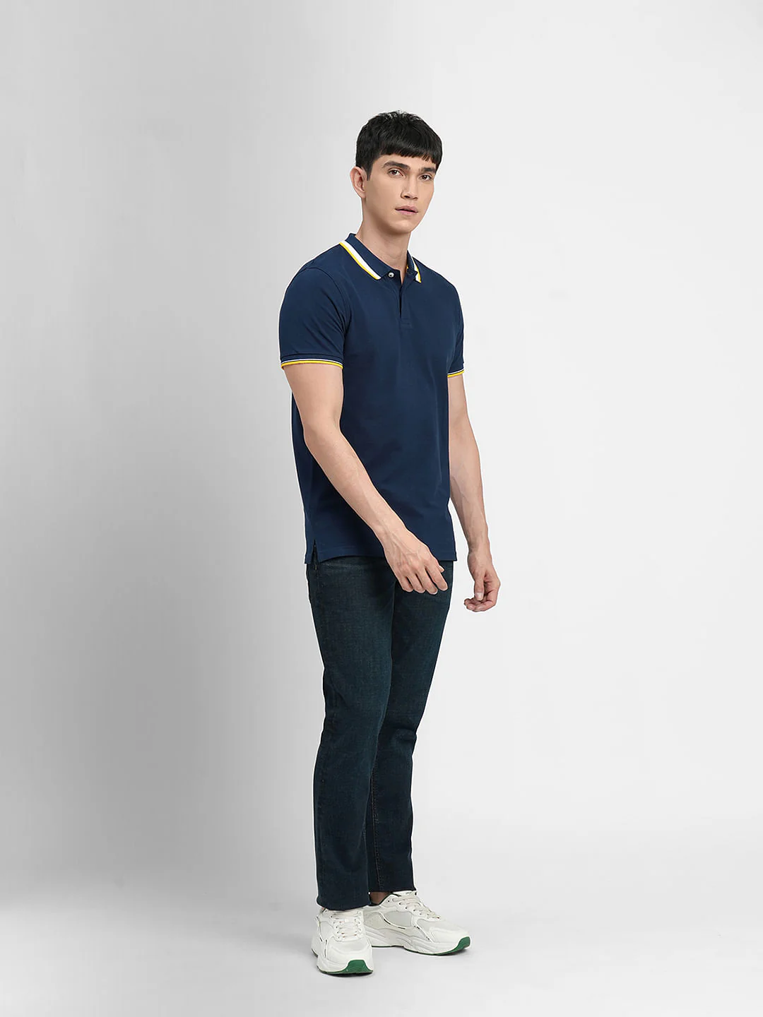 Navy Blue Polo Neck T-shirt - Image 6