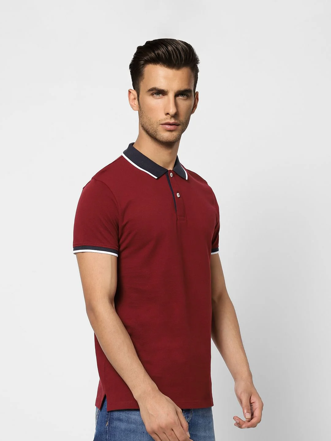 Red Contrast Tipping Polo T-shirt - Image 3