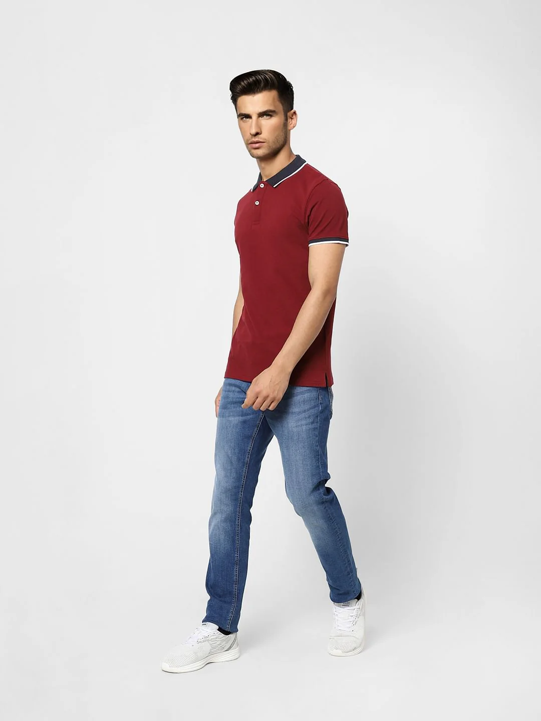 Red Contrast Tipping Polo T-shirt - Image 6