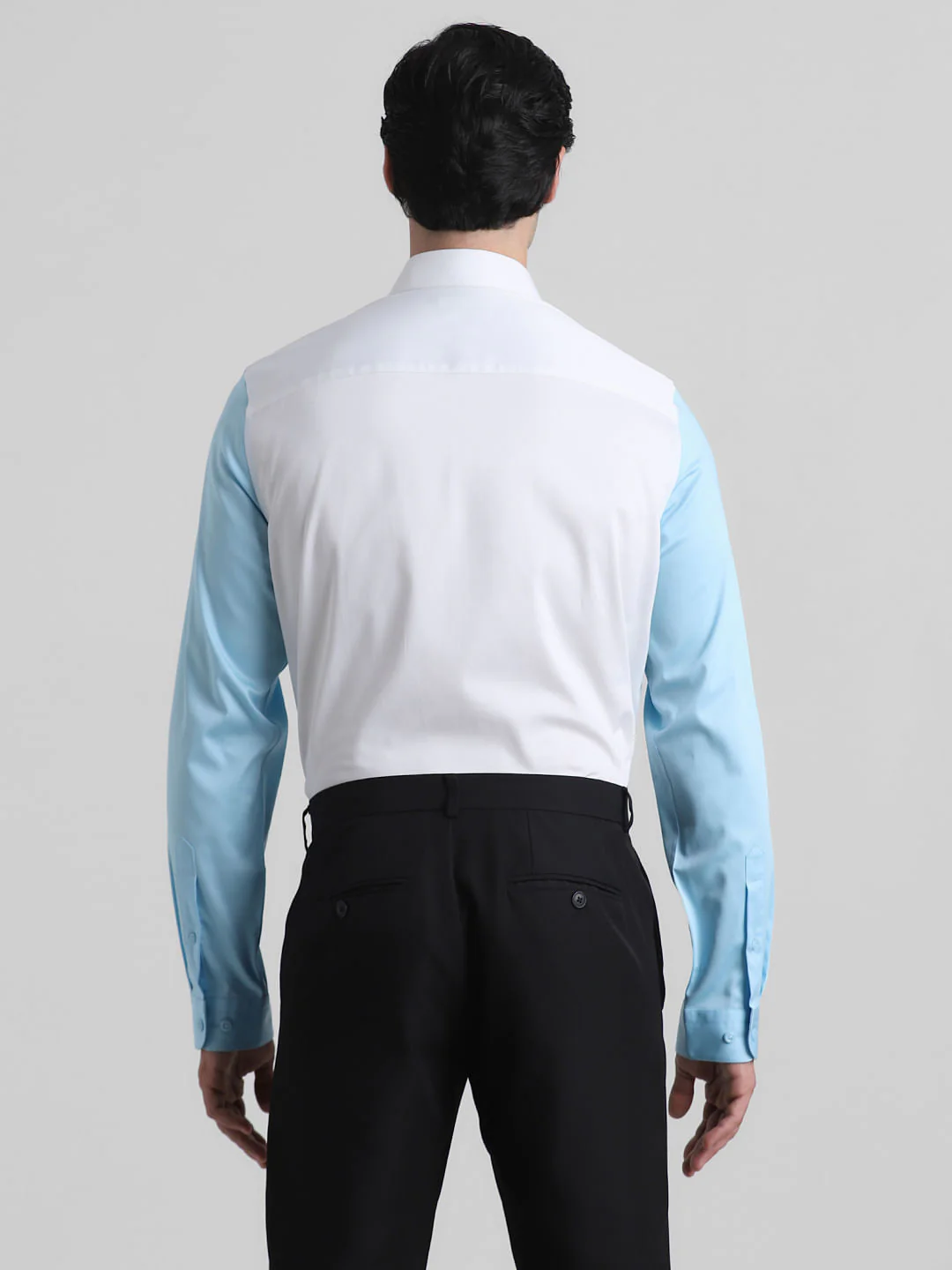 Blue & White Colourblocked Shirt - Image 4