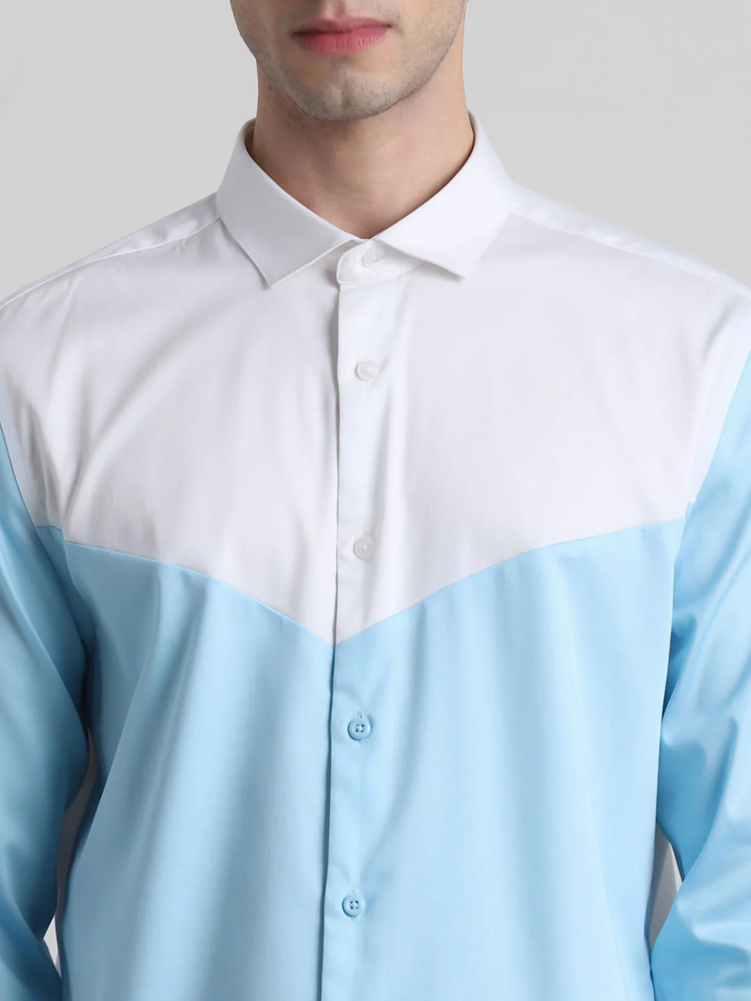 Blue & White Colourblocked Shirt - Image 5