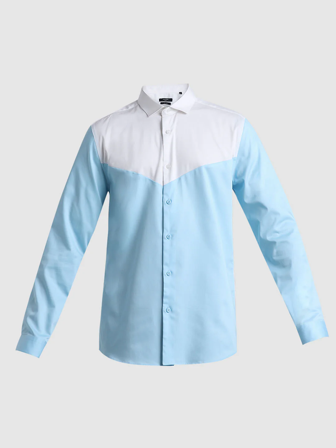 Blue & White Colourblocked Shirt - Image 7