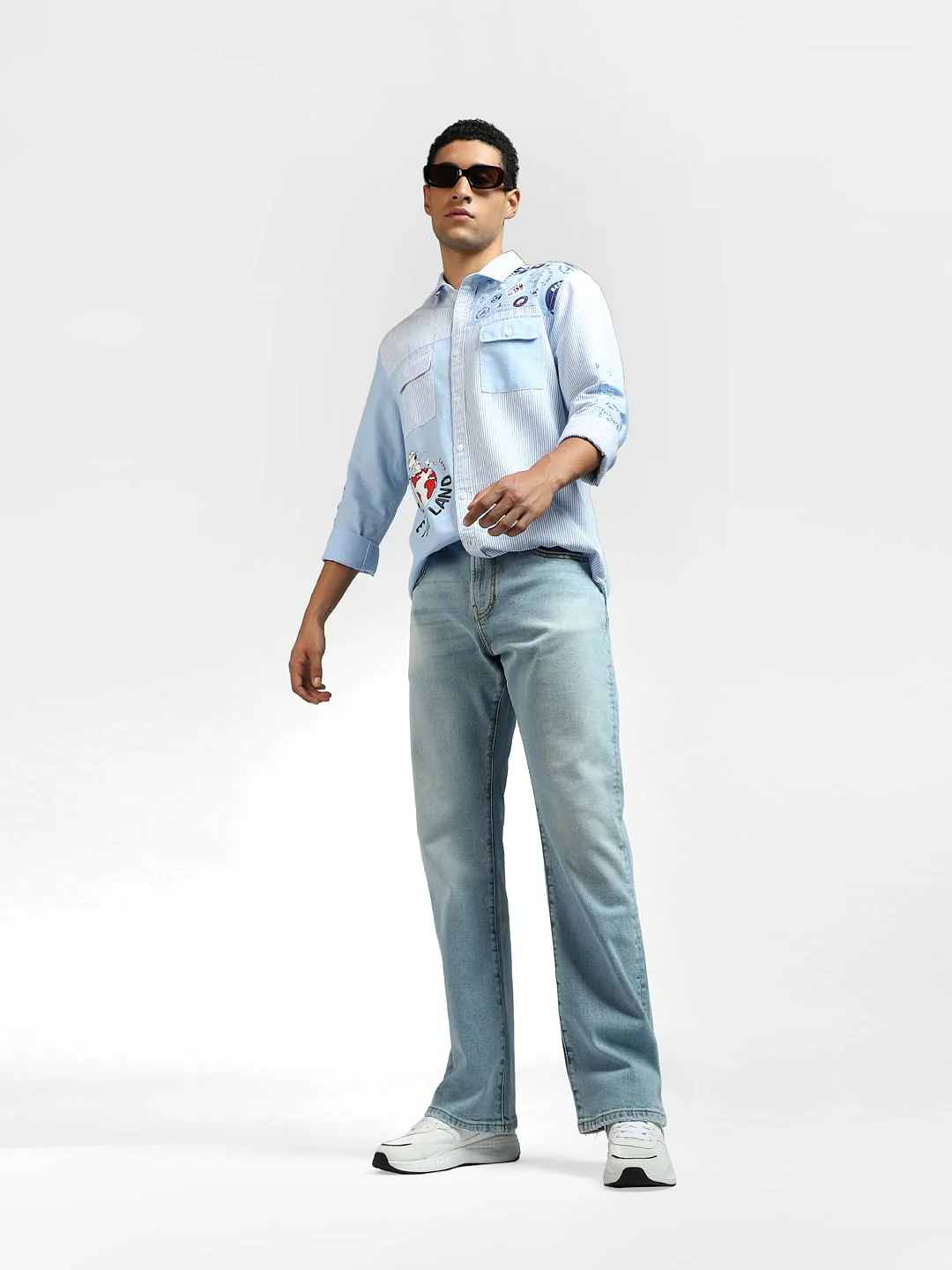 x PEANUTS Blue Graphic Print Full Sleeves Shirt