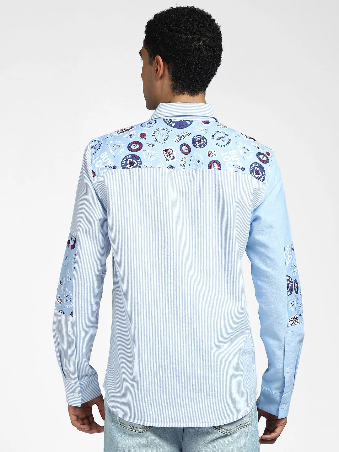 x PEANUTS Blue Graphic Print Full Sleeves Shirt - Image 3