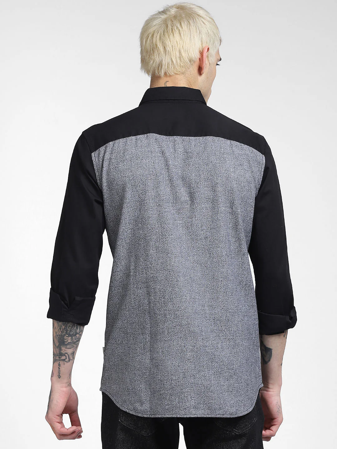 Black Colourblocked Full Sleeves Shirt - Image 4
