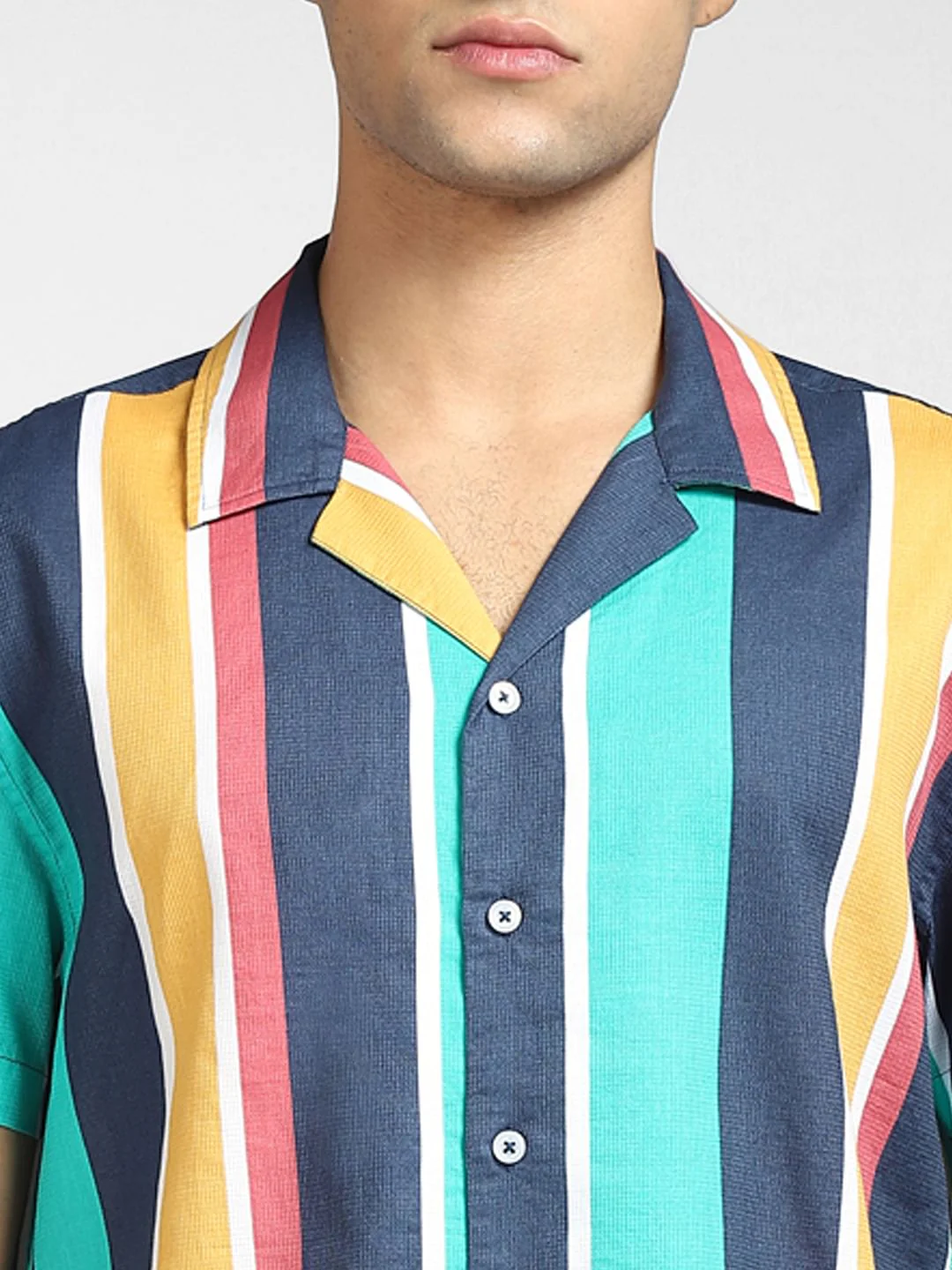 Turquoise Striped Half Sleeves Shirt - Image 5