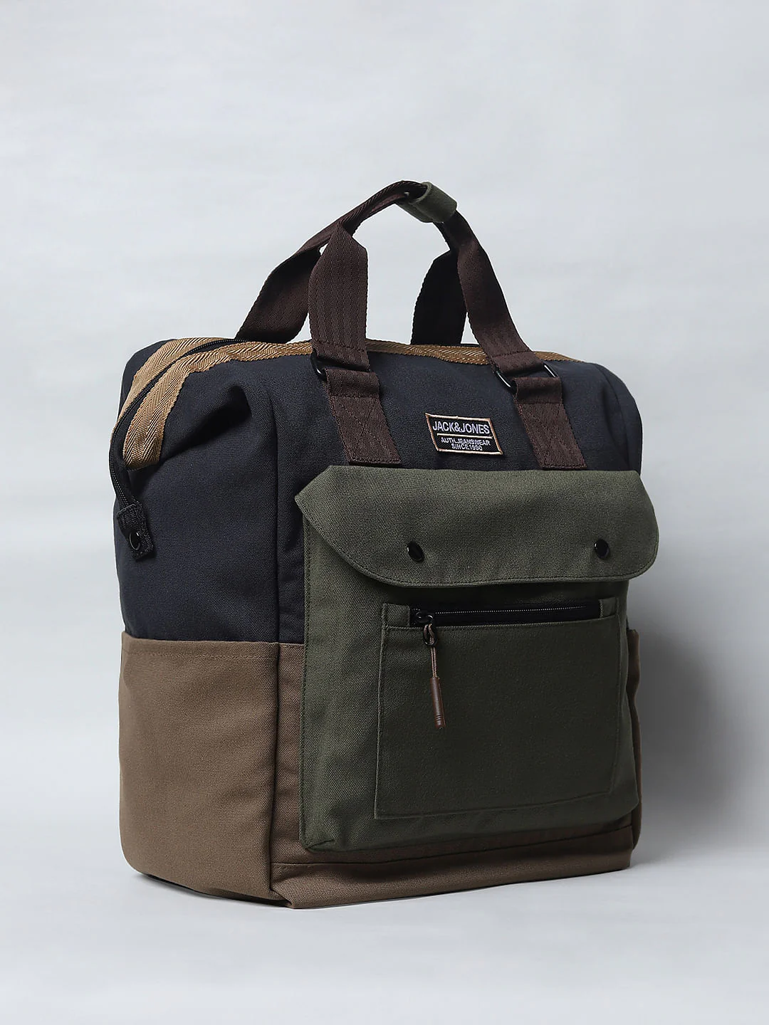 Dark Brown Colourblocked Backpack - Image 2