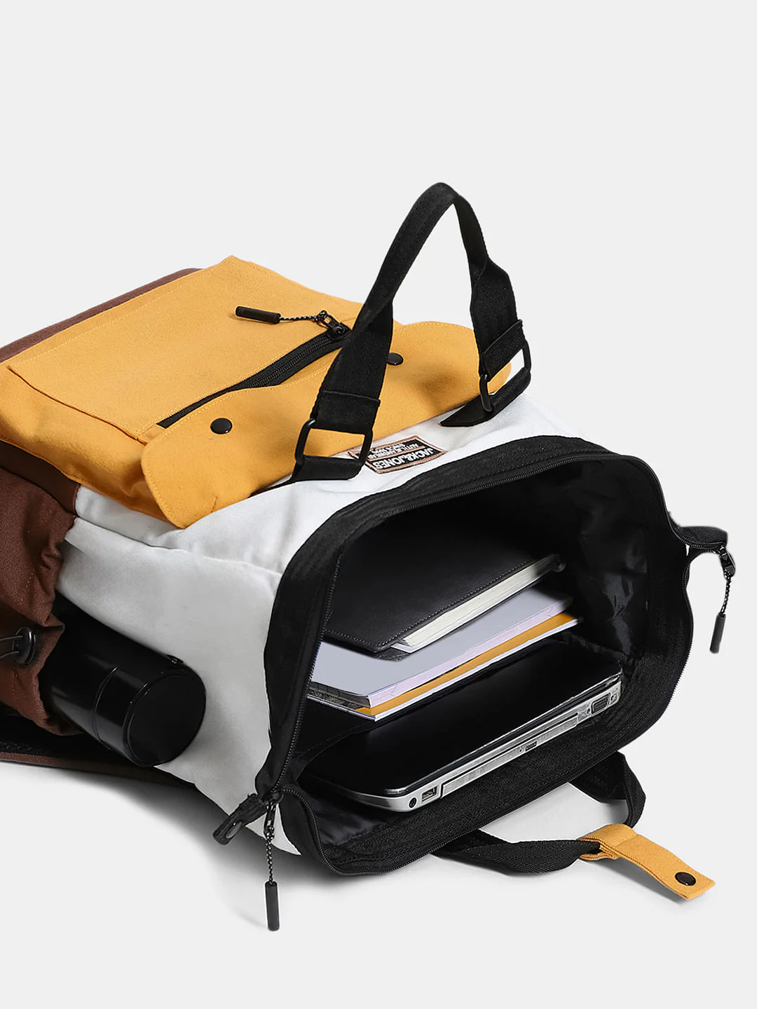 Brown Colourblocked Backpack - Image 6