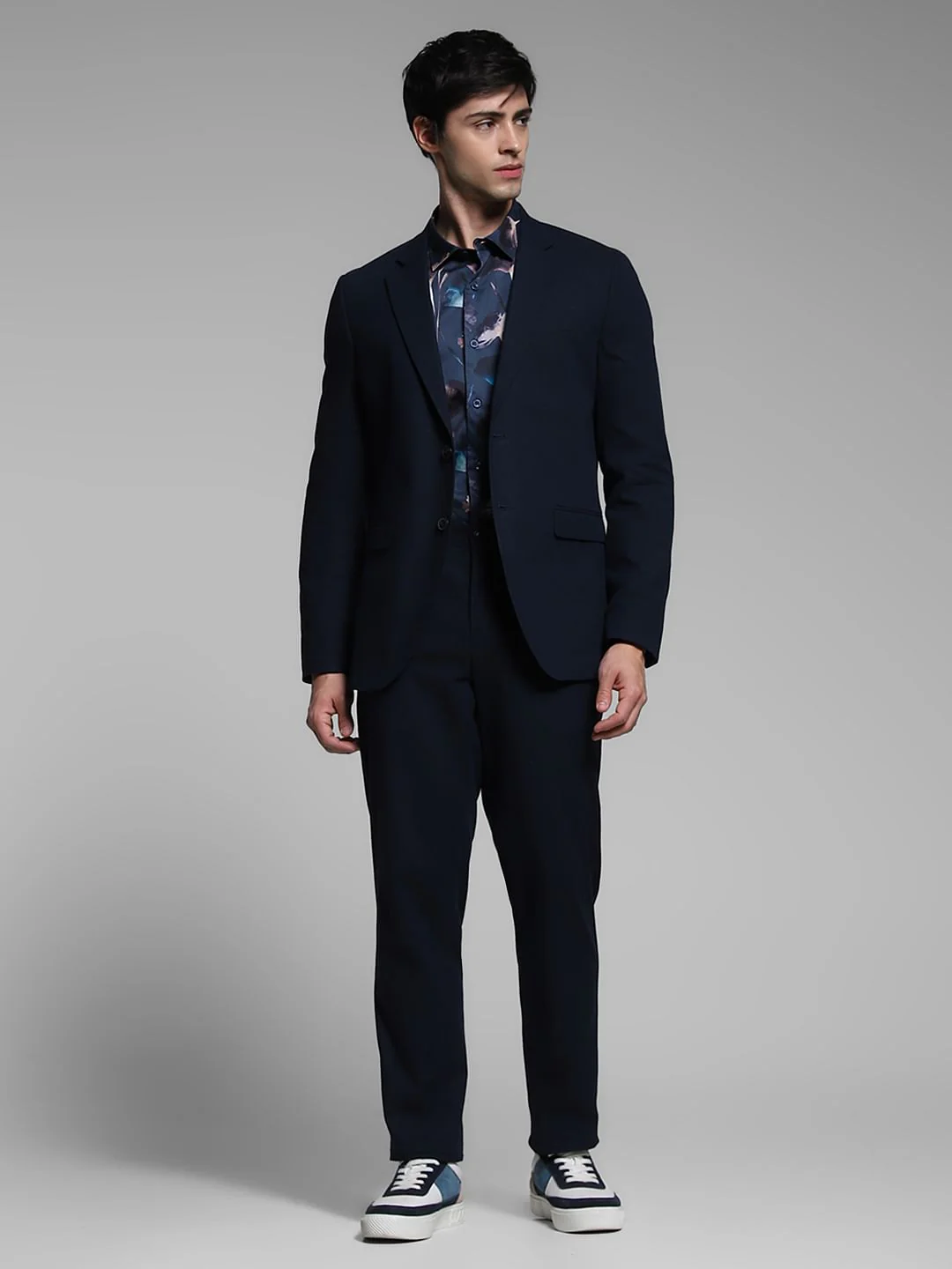 Dark Blue Slim Fit Linen Blazer - Image 6