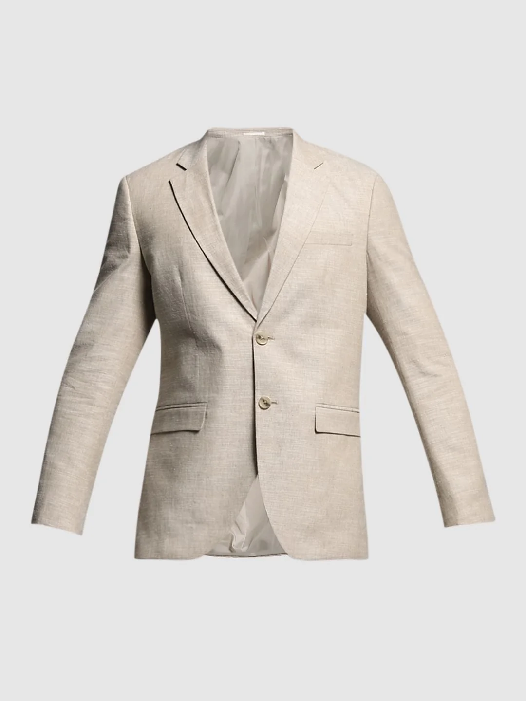 Beige Slim Fit Linen Blazer - Image 7