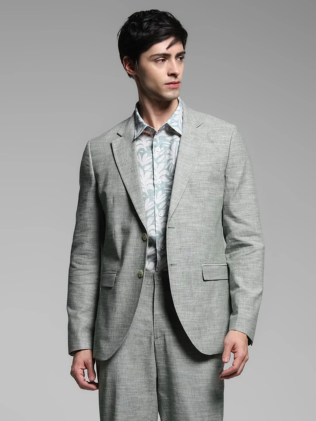 Green Linen Slim Fit Blazer - Image 2