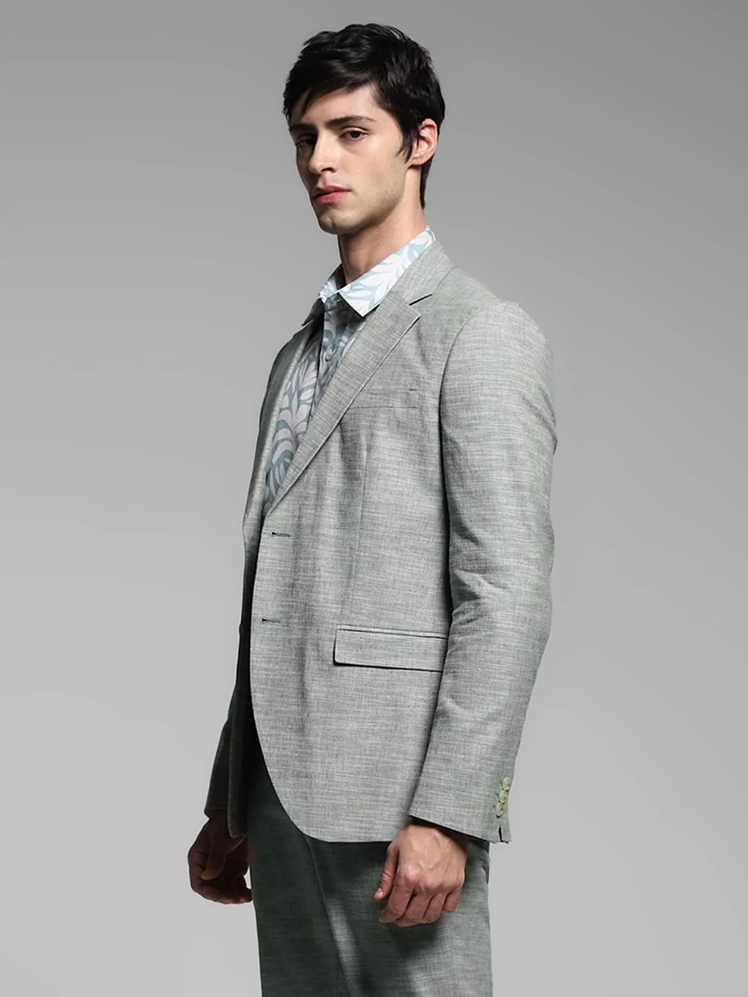 Green Linen Slim Fit Blazer - Image 3