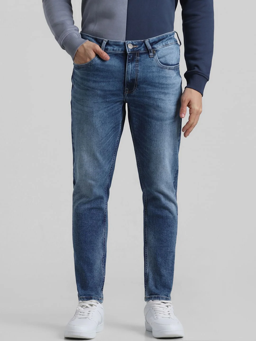 Light Blue Mid Rise Slim Fit Jeans