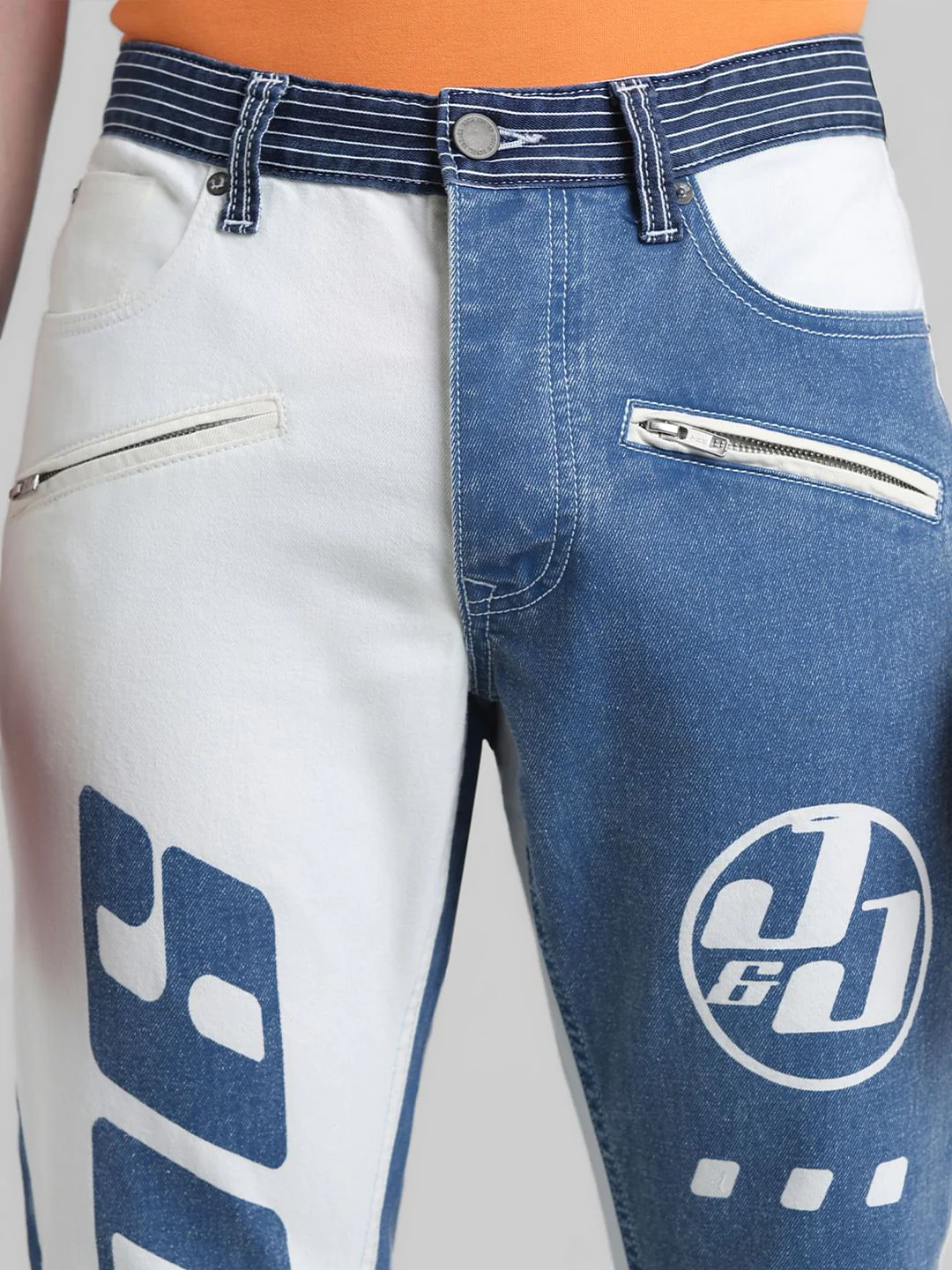 URBAN RACERS by JACK&JONES White Low Rise Slim Fit Jeans - Image 4