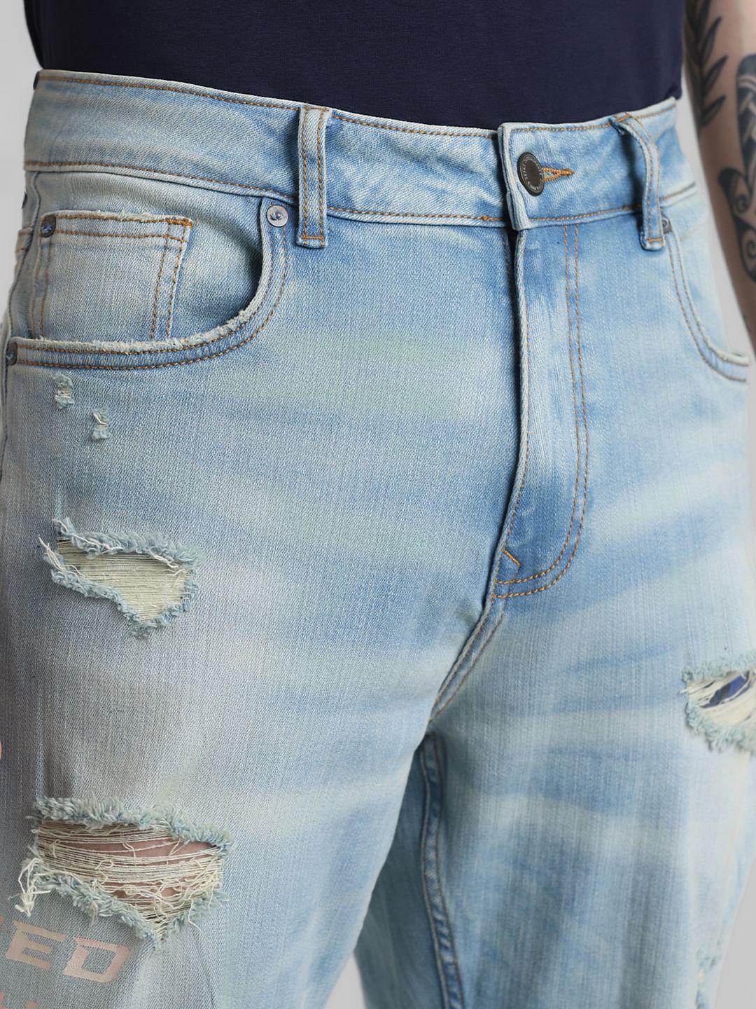 URBAN RACERS by JACK&JONES Blue Distressed Anti Fit Jeans - Image 4