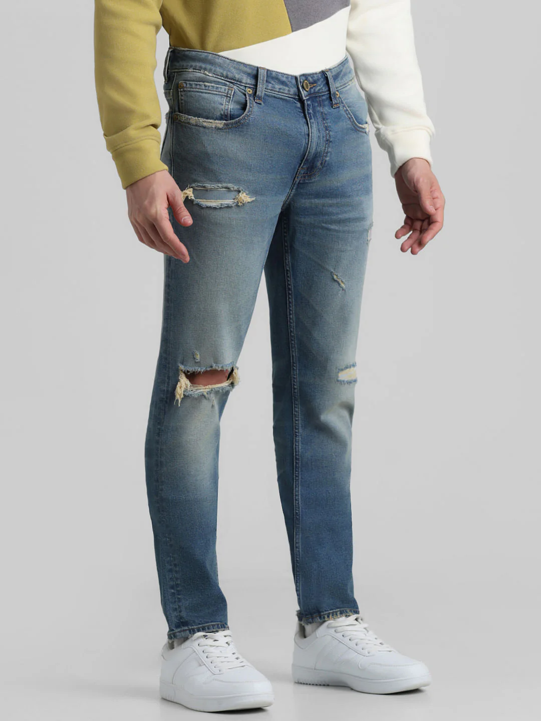 Blue Low Rise Ripped Glenn Slim Jeans - Image 2