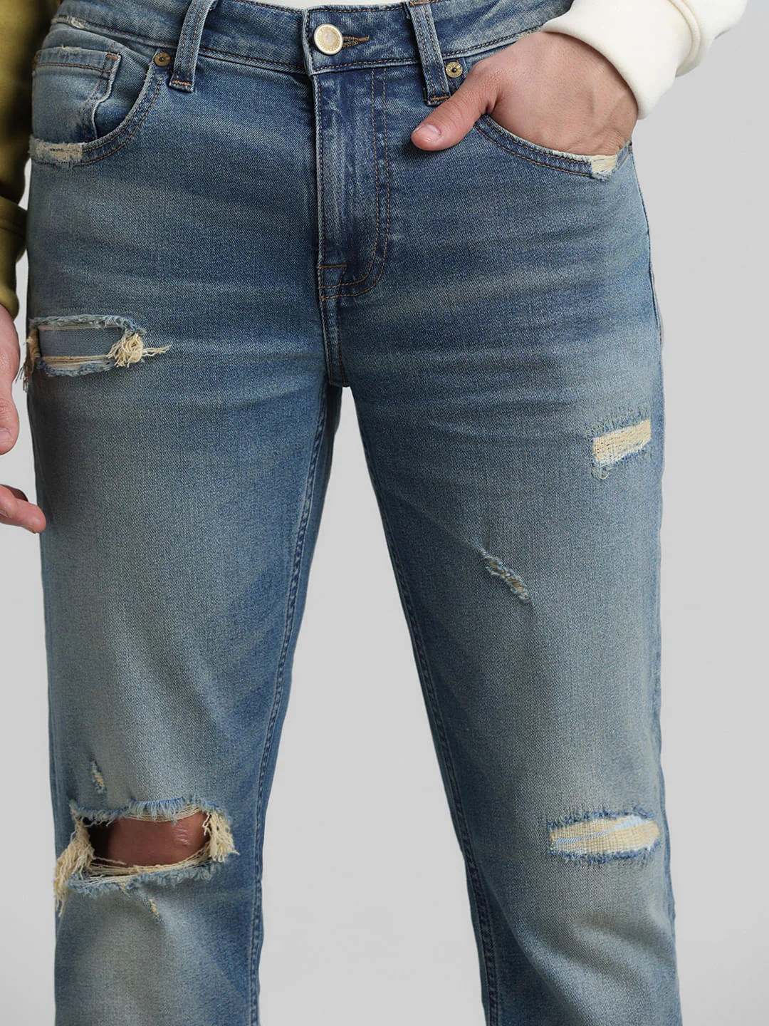 Blue Low Rise Ripped Glenn Slim Jeans - Image 4