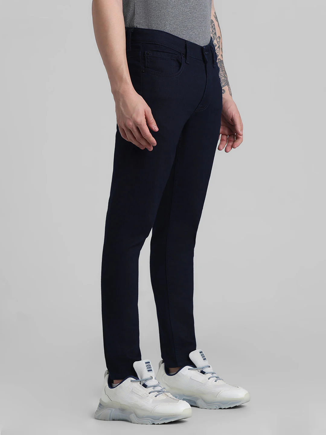Dark Blue Mid Rise Brak Slim Fit Jeans - Image 2