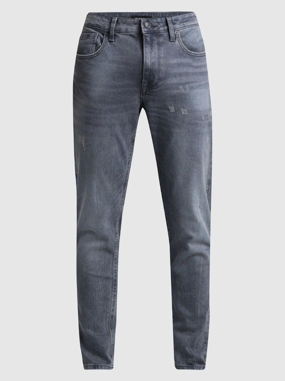 Grey Mid Rise Distressed Slim Jeans - Image 6