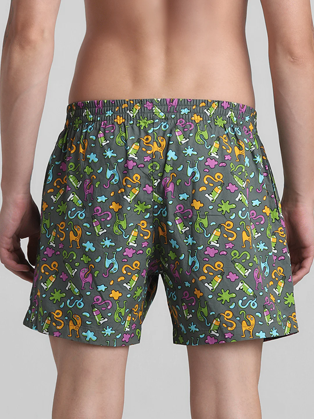 Dark Grey Printed Cotton Boxers - Image 3
