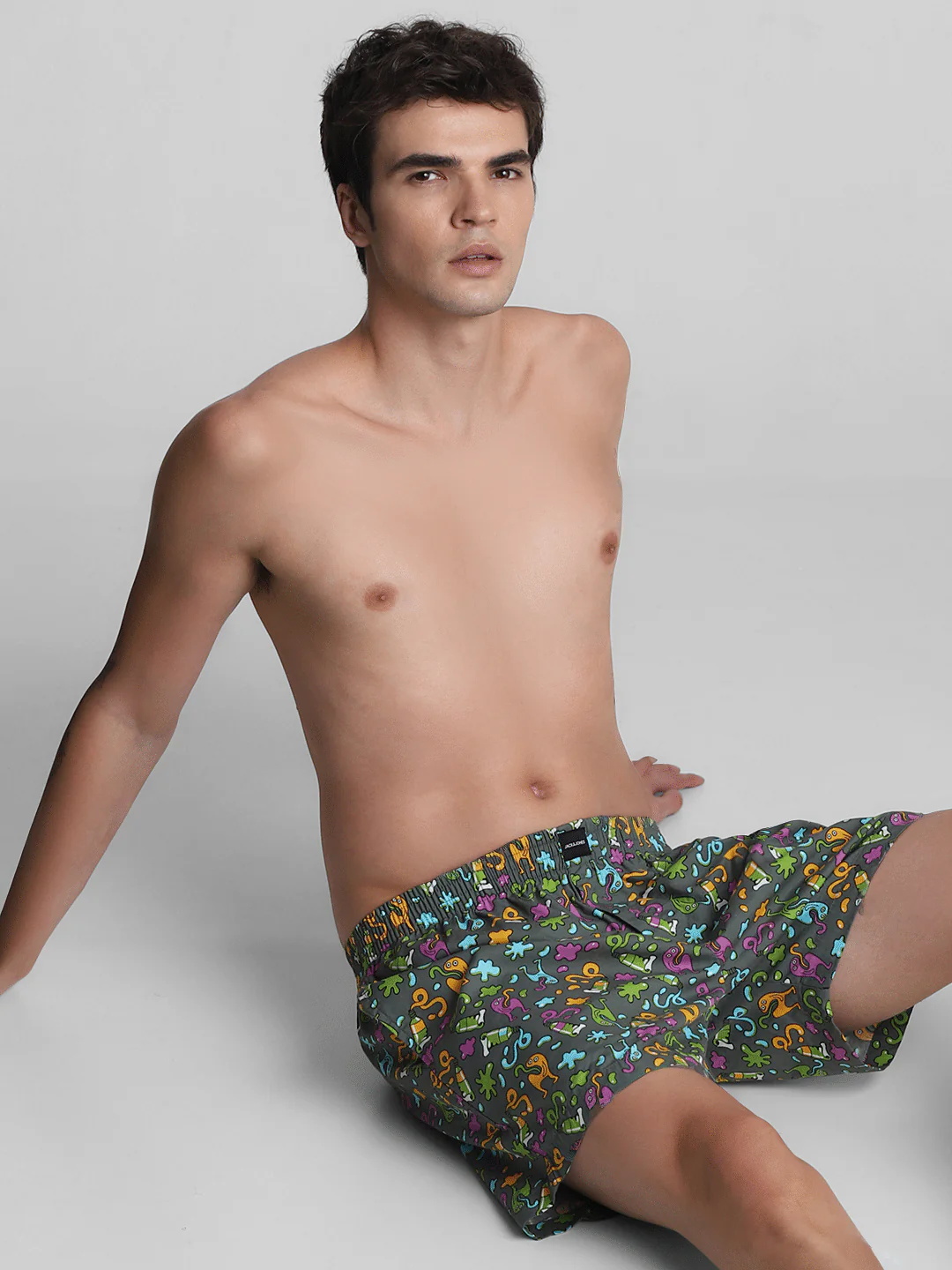 Dark Grey Printed Cotton Boxers - Image 5