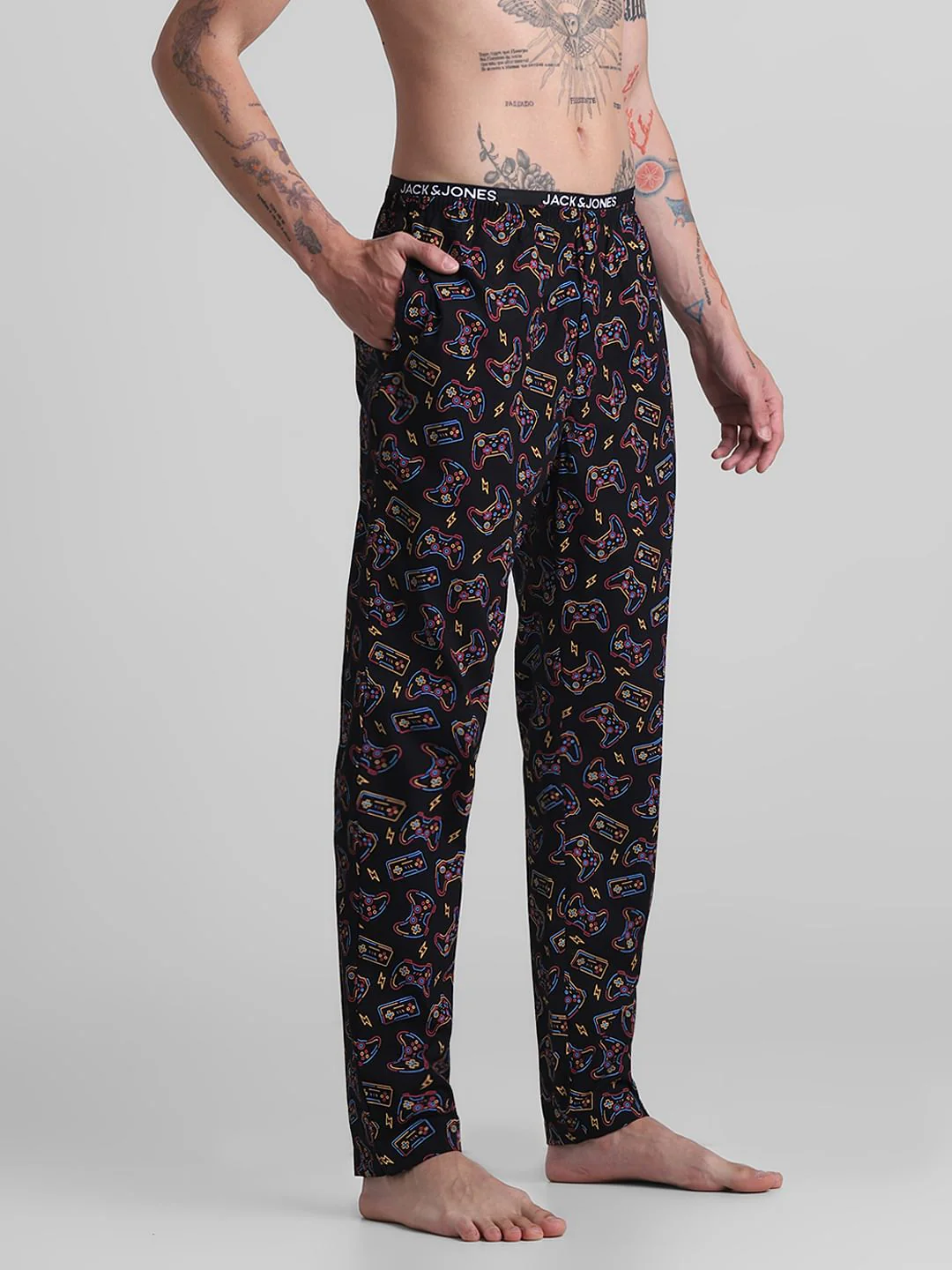 Black Printed Cotton Pyjamas - Image 2